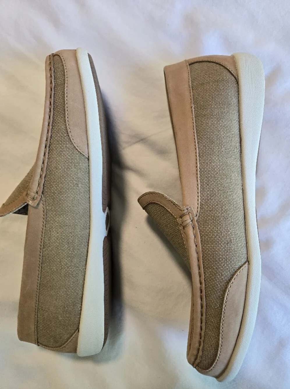 Tommy Bahama Taormina Loafers Canvas Linen Men's 10 Leather Trim Slip On